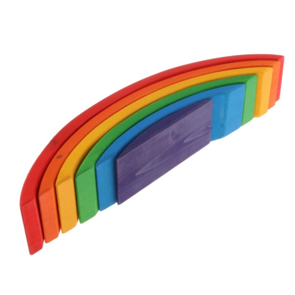 Rainbow träblock Byggleksaker Trevlig leksak för barn utbildning