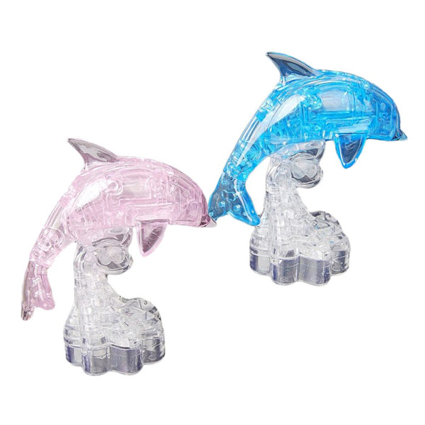 3D DIY Kristallpussel Barn Pedagogisk Lärleksak - Rosa Delfin