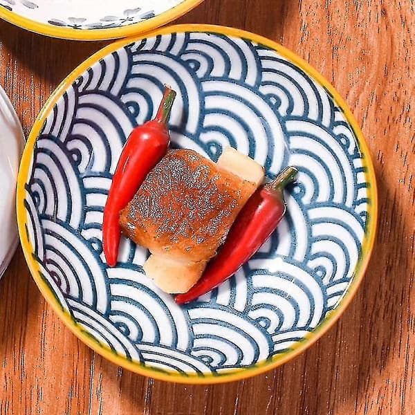 Japansk tilbehørssæt med 4, porcelænssojasovsskål, sauceskål, krydderiskåle, sojadipsauceskåle - sæt med 4
