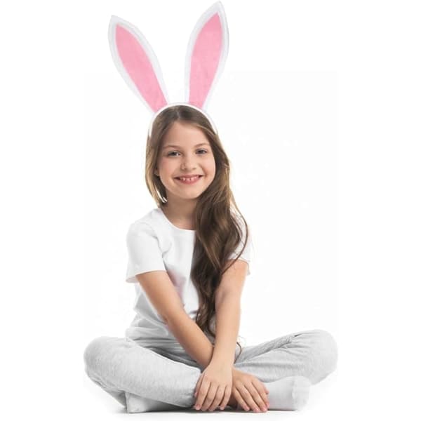 2-pack Easter Bunny Ears Headband - Grey and White Plush for Children's Clothing