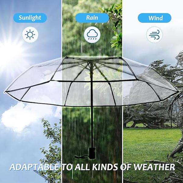[RM]Automatic foldable transparent umbrella, automatic opening and closing transparent foldable umbrella transparent umbrella