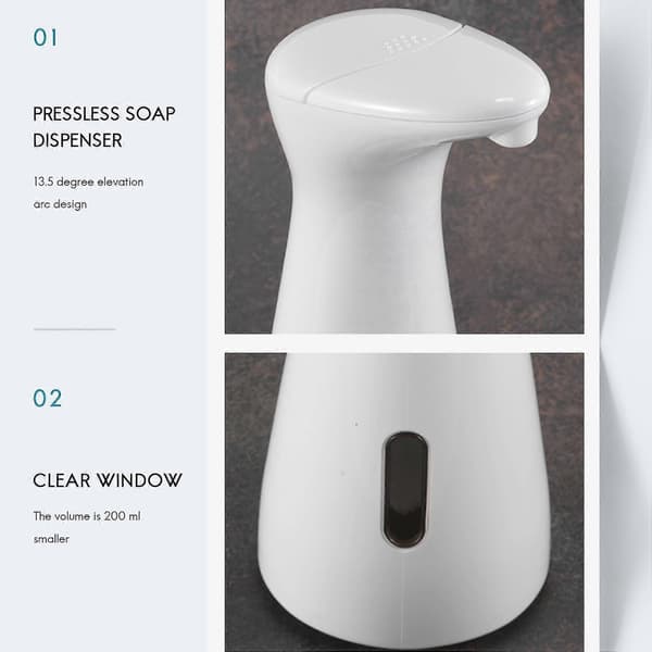 Xh Automatisk Sæbedispenser, Trykfri Sæbedispenser, Med Automatisk Infrarød Sensor Sæbedispenser, Ipx6 Vandtæt White