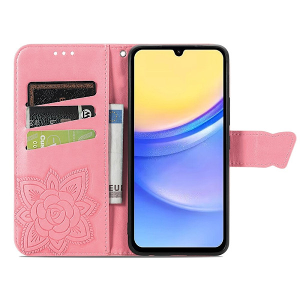 Yhteensopiva Samsung Galaxy A15 5G -kotelon kanssa, iso perhonen, vaaleanpunainen 71