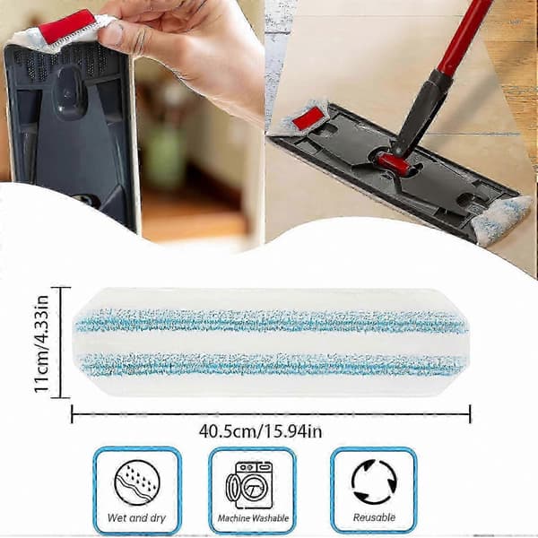 Sæt med 4 vaskbare mikrofiber moppepuder kompatible med hårde gulve, passer til H2Pro Vileda OCedar-systemer