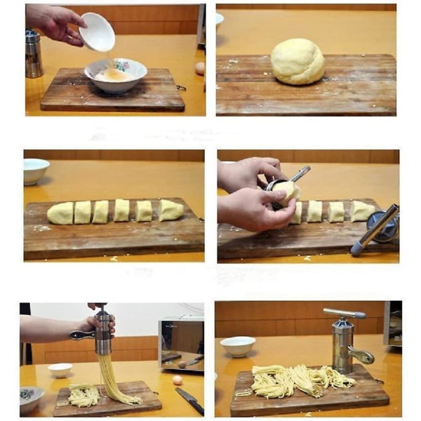 Manuell gör-det-själv-pastamaskin Portabelt rostfritt stål med 5 modeller