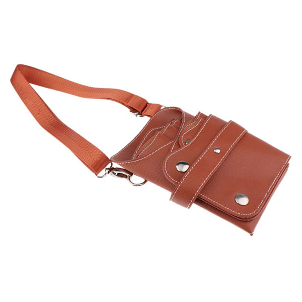 PU frisörsax sax verktyg fodral väska 20x12cm brun