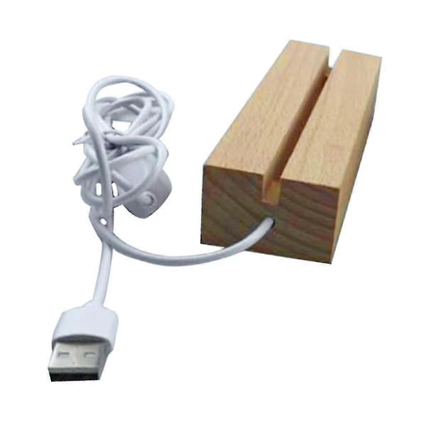 [RM]LED-belyst træbase til krystaludstilling - Belyst holder med dæmpbare lys og USB-opladning White B Type