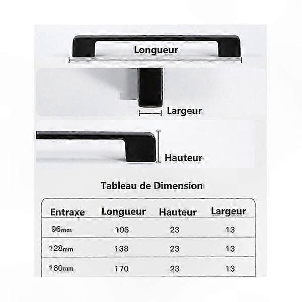 10-delt sæt møbelgreb i aluminiumslegering, 160 mm hulafstand