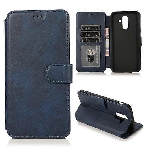Støtsikkert PU + TPU-skinn-deksel for Samsung Galaxy A6+ Blue