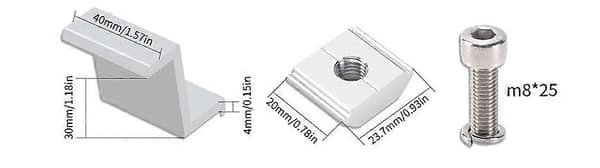 Pakke solcellepanelbrakett, 35 mm endeklemme, solcellepanelmontering, Z-brakett, justerbar klemme, fotovoltaisk solcellepanelbrakett