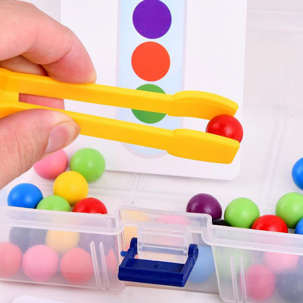 Mini Matchnings- och Räkneleksak Finmotoriskt Verktyg 40 Delar Pärlor & Tång och 24 Färgmatchningskort Pedagogisk Inlärning
