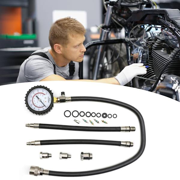 [RM]Cylinder Compression Tester with Adapters Flexible Hose for Gasoline Engines