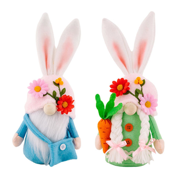 Kanin docka med blomsterhatt, påskprydnad, festivaltillbehör, tomtenissar, leksak för män, pojkar trolley