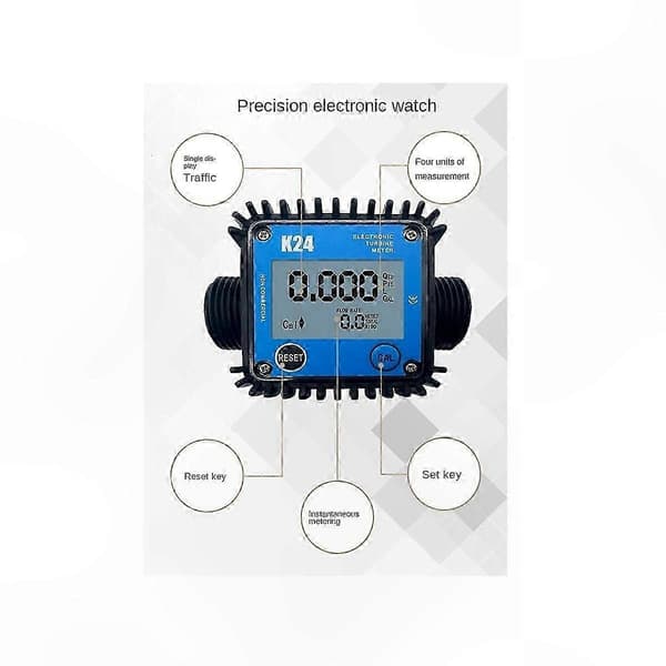 Digital Dieselflowmåler til Turbine LCD Gunstig Væskestrøm Måling K24 Black  Blue