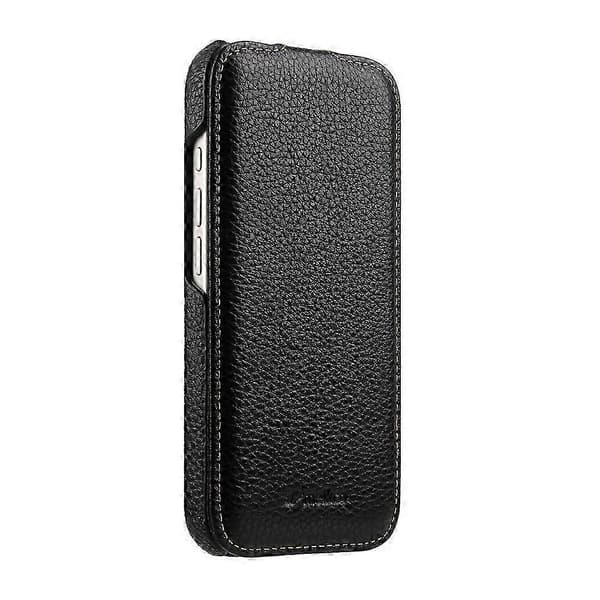 [RM]MELKCO Vertical Flip Genuine Cowhide Leather + PC Phone Case for iPhone 17 Pro Max (MagSafe Compatible) Black