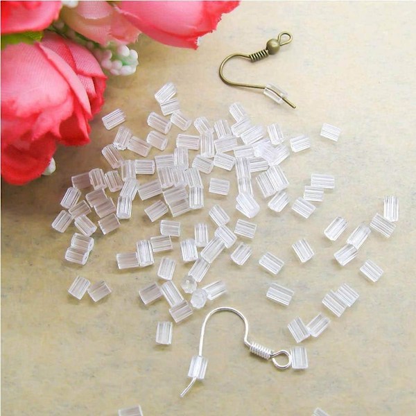 Silikone øreringe, 200 stk. bløde øreringe plugs, transparente øreringe