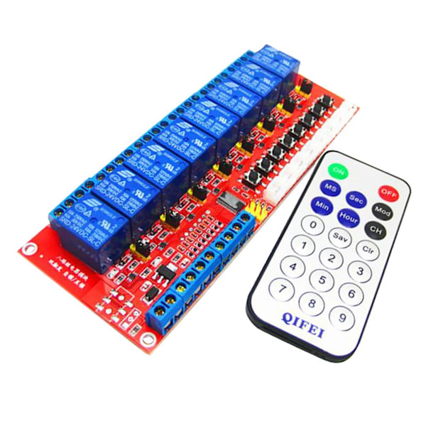 Kanalrelämodul styrkort med fjärrkontroll för Arduino 12V