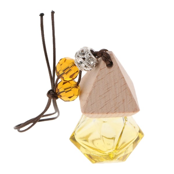Tom påfyllningsbar glas parfymflaska hängande hängande bil heminredning gul