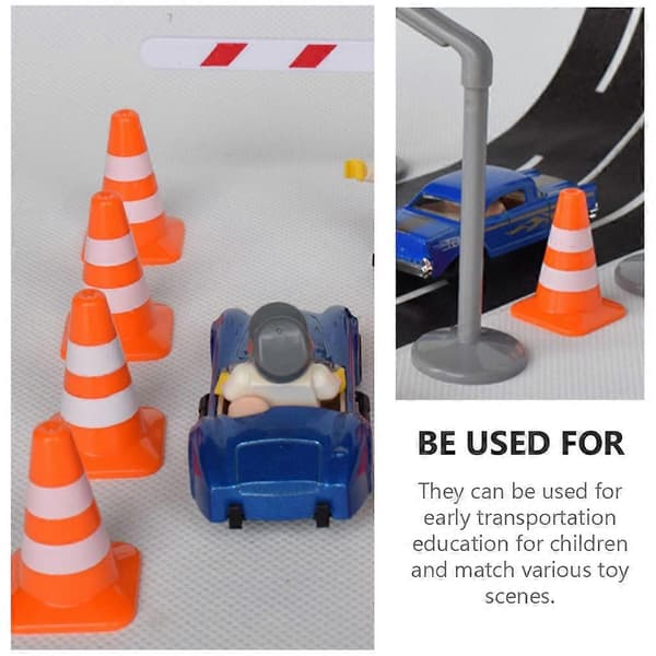 Trafikvej-keglemodeller Mini-trafikkegler til leg 84 stk. sæt