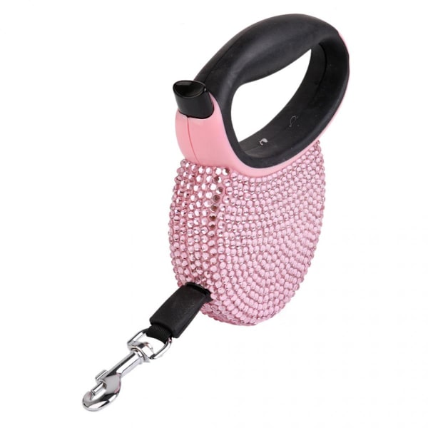 3m Husdjursvalp Rhinestone Infällbar Automatisk Dragkabel Hundkoppel Rosa