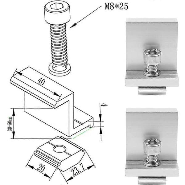 6-pack solpanelsmonteringsfästen, Z-typ sidopress PV-fästen, 30 mm höjd