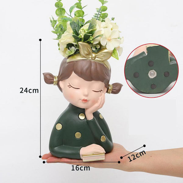 Harts Flicka Porträtt Blomkruka Suckulent Blomkruka Planteringskärl Vas Kruka Stil 2