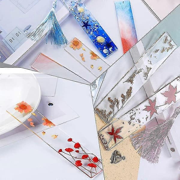 6 st/set Rektangulär silikonform för bokmärken DIY bokmärkesform för smyckestillverkning i epoxiharts transparent