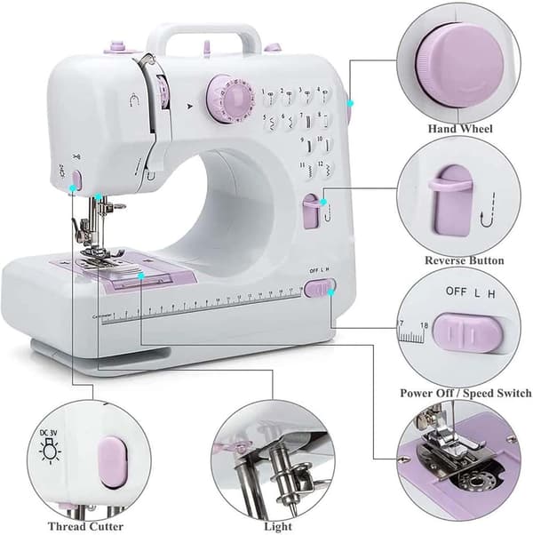 [RM]Electric Sewing Machine with 12 Stitches, Portable and Adjustable Speed