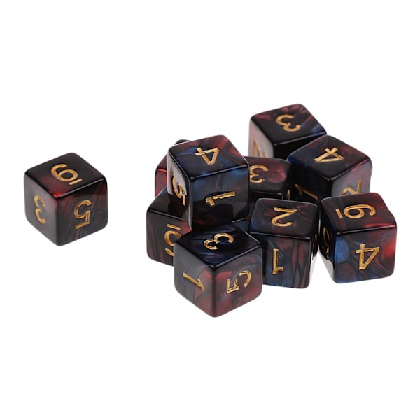 10 st 6-sidiga tärningar d6 polyedriska tärningar för dungeons and dragons bordsspel blå röd