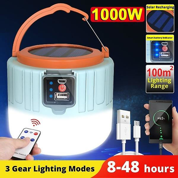 Utomhus Solar LED Campinglampor USB Uppladdningsbara Tält Portabla Lyktor Nödljus Orange