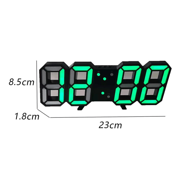 Digital Väggklocka LED Elektronisk Present Väckarklocka Intelligent 3D Digital Klocka Väckarklocka green
