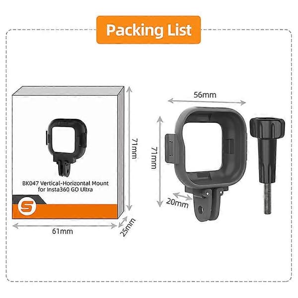 til Insta360 GO Ultra Kamera Horisontal/Vertikal Monteringsbeslag Rammeadapter til Hurtigudløserforlængertilbehør