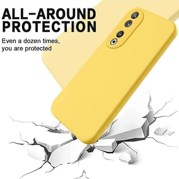[RM] Stöttåligt mobilskal i flytande silikon med enfärgad design Yellow For Honor 90
