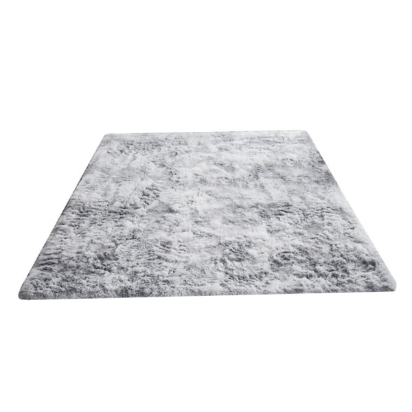 Mjuk plysch golvmatta för sovrum bredvid grå matta