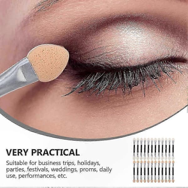 24-dele øjenskyggebørstesæt Bærbart makeupværktøj Khaki 7.5x1x0.5cm