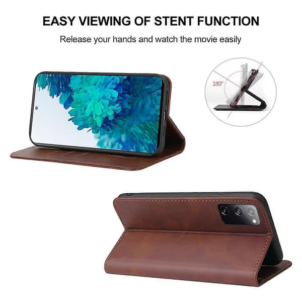[RM] Til Samsung Galaxy S20 FE 5G, S20 FE, S20 Lite, S20 FE 2022 Læderetui med magnetisk lukning Brown