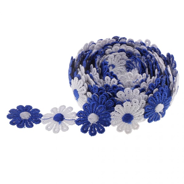 Meter 25 mm Daisy Flower Brodery Spets Trim Band Sy Craft Blue