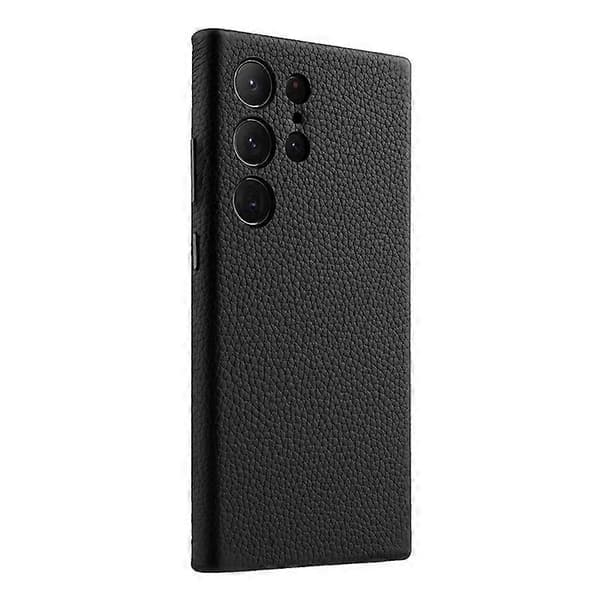 [RM]MELKCO Kompatibelt etui til Samsung Galaxy S24 Ultra i ægte okselæder + PC-cover Black