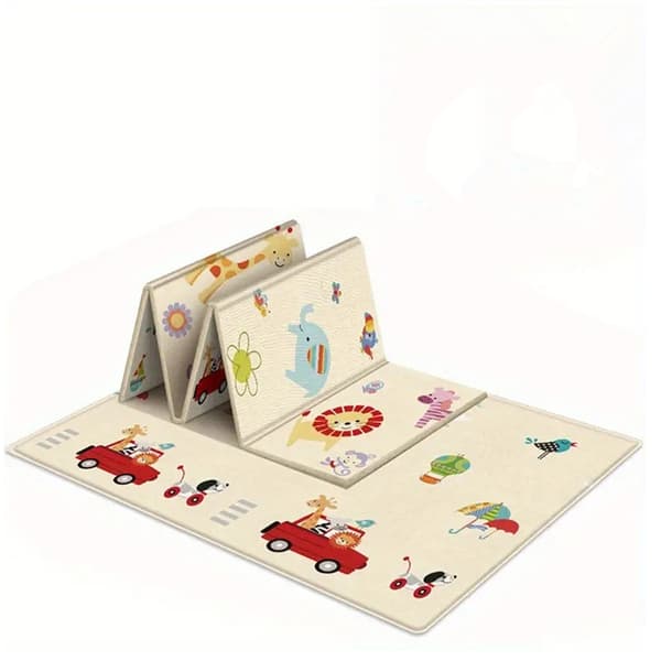 Baby Play Mat, 180x100x1cm Thick Foldable Double-Sided Mat, Double-Sided Waterproof, Foam Floor Mat with Edge Crawling Mat[RM]