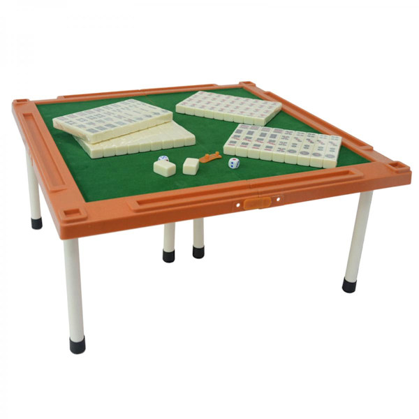 Reseportabel Mahjong Mini Brädspel med Fällbart Bord Blå