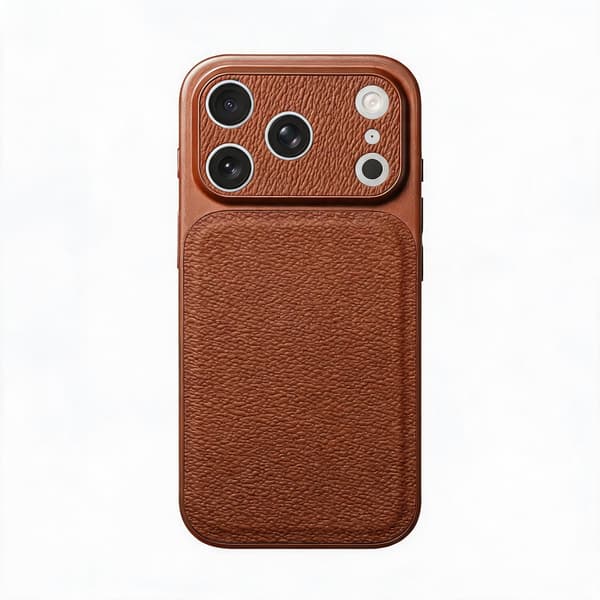 Etui til iPhone 18 Pro med litchi-tekstur og faldbeskyttelse Brown