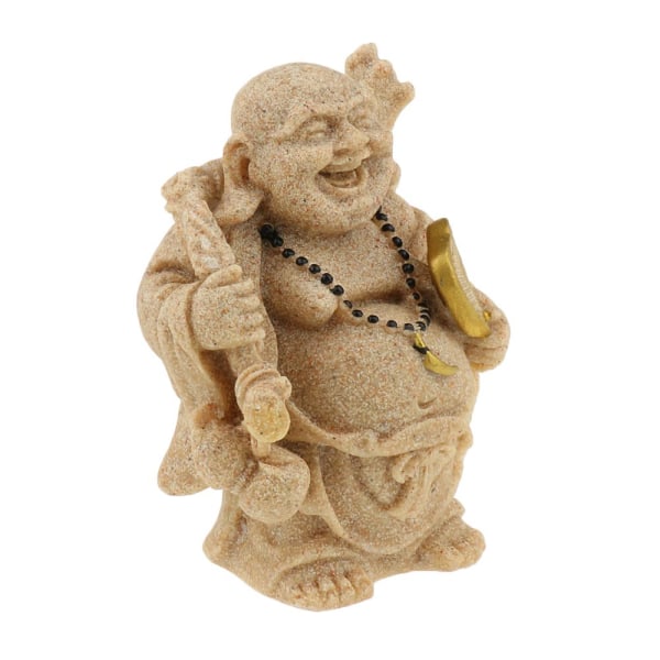 Handhuggen sandsten Sittande Ganesh Buddha Hinduisk gudomsstatyfigur 2 delar