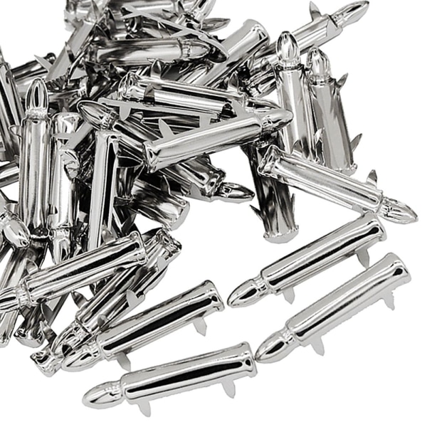50 st Alloy Bullet Shape Nitar Spike Studs Spots för DIY-bälten Väskor Silver