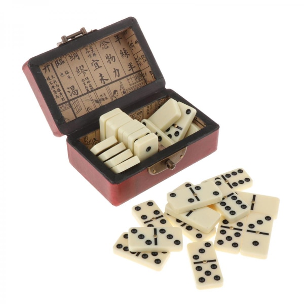 Professionell dubbla sex 28 delar domino- set med förvaringslåda Trä Traditionellt klassiskt fritidsfest Familjebrädspel