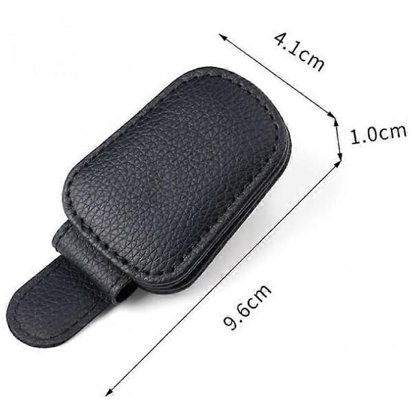 Bilbrilleholder, Læder Bil Solskærm Brilleholder Clip, til Solbriller Billetkort, Sort