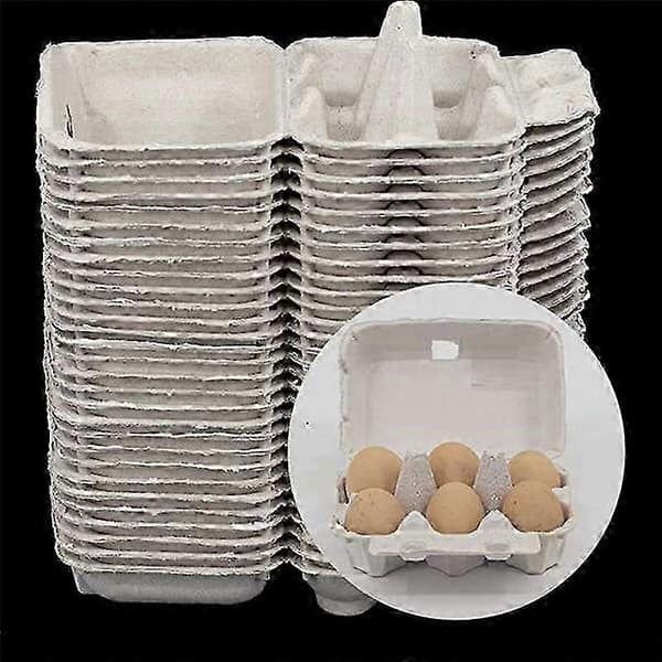 Pappeggekartonger for hønseegg, massefiberholder, bulk, rommer 6 egg, gårdsmarked, reise