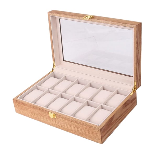 2 Stycken Trä Klockbox Displayfodral Organizer 12 Fack