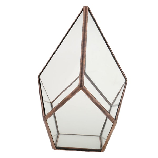 Luftväxt planteringskärl diamant geometrisk glas terrarium 12x12x17cm koppar