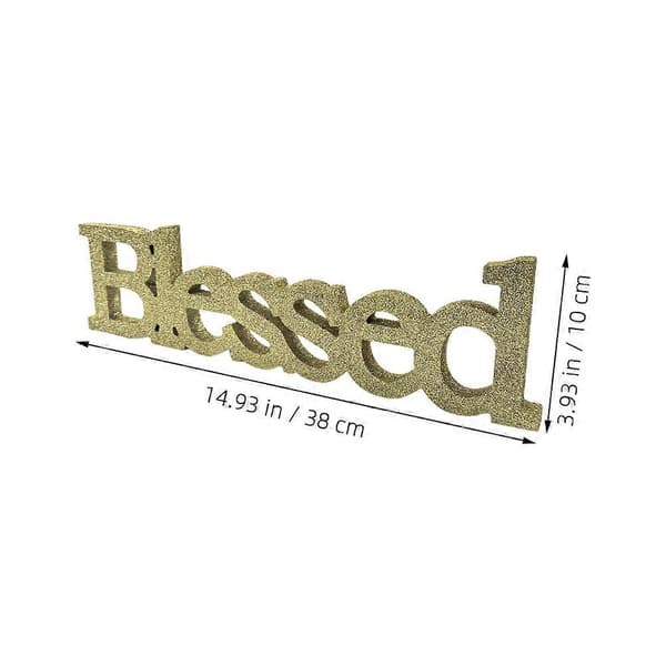 [RM]Gyldent træskilt med 'Blessed' til bryllupsdekoration i rustikt design