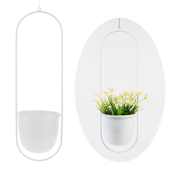 Nordisk Design Minimalistisk Metall Vägghängande Planteringskruka För Inomhusbruk Vit